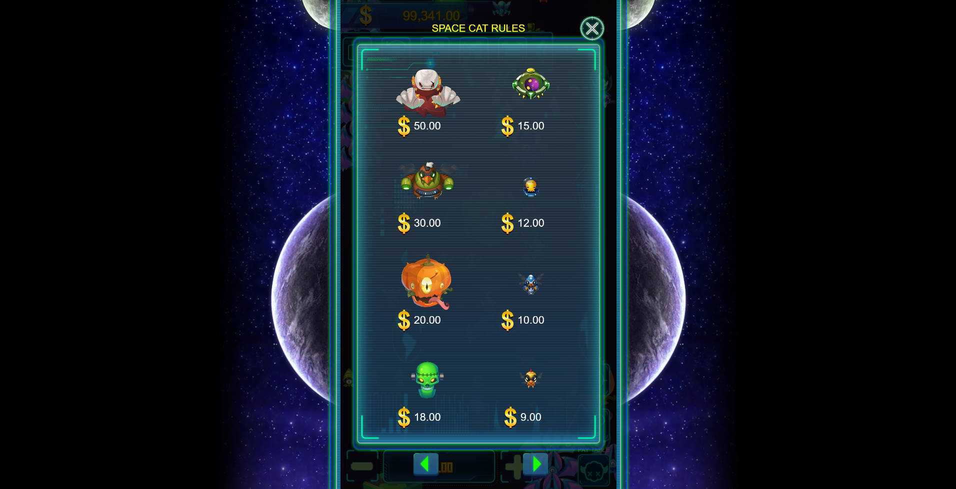 Space Cat Fishing - Paytable 2 - Mamak247